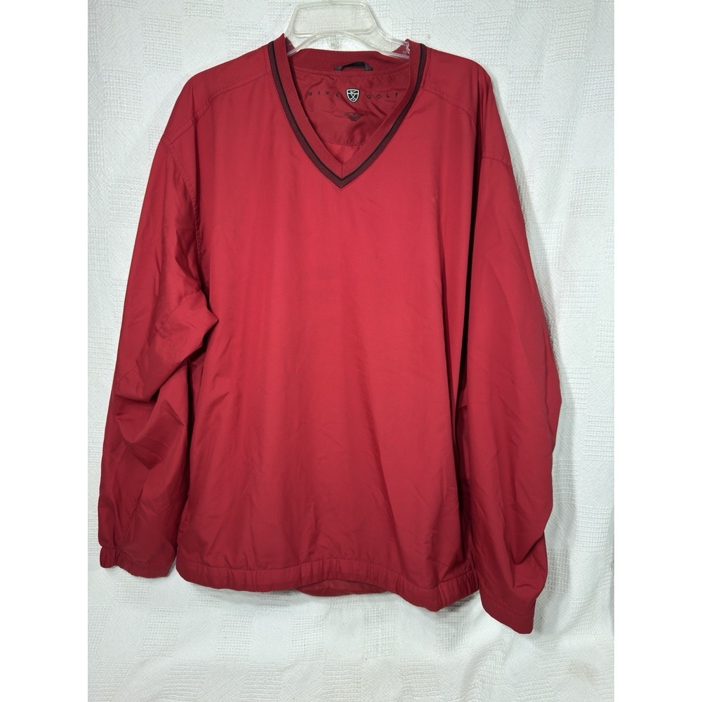 Nike Golf Clima-Fit Windbreaker Men's XL Long Sleeve V Neck Pullover‎ Red